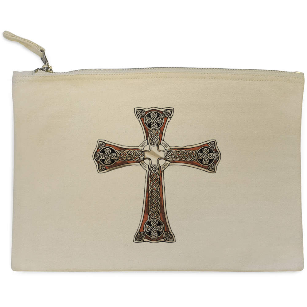 'Celtic Cross' Canvas Clutch Bag / Accessory Case (CL00038845)