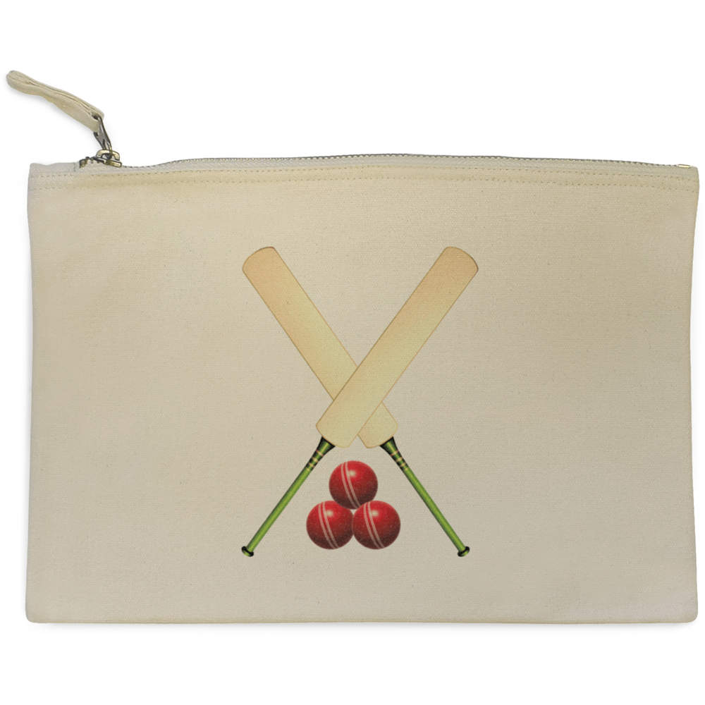 'Cricket Bats and Balls' Canvas Clutch Bag / Accessory Case (CL00041574)