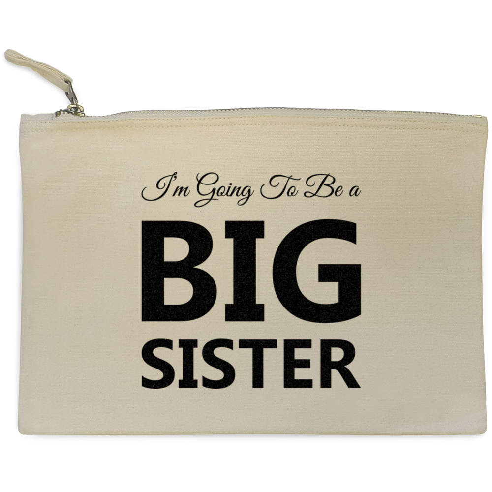 'Im Going To Be Big Sister' Canvas Zip Clutch Bag - Accessory Case / Makeup Pouch for Travel, Handbags and Gifts (CL00041710)
