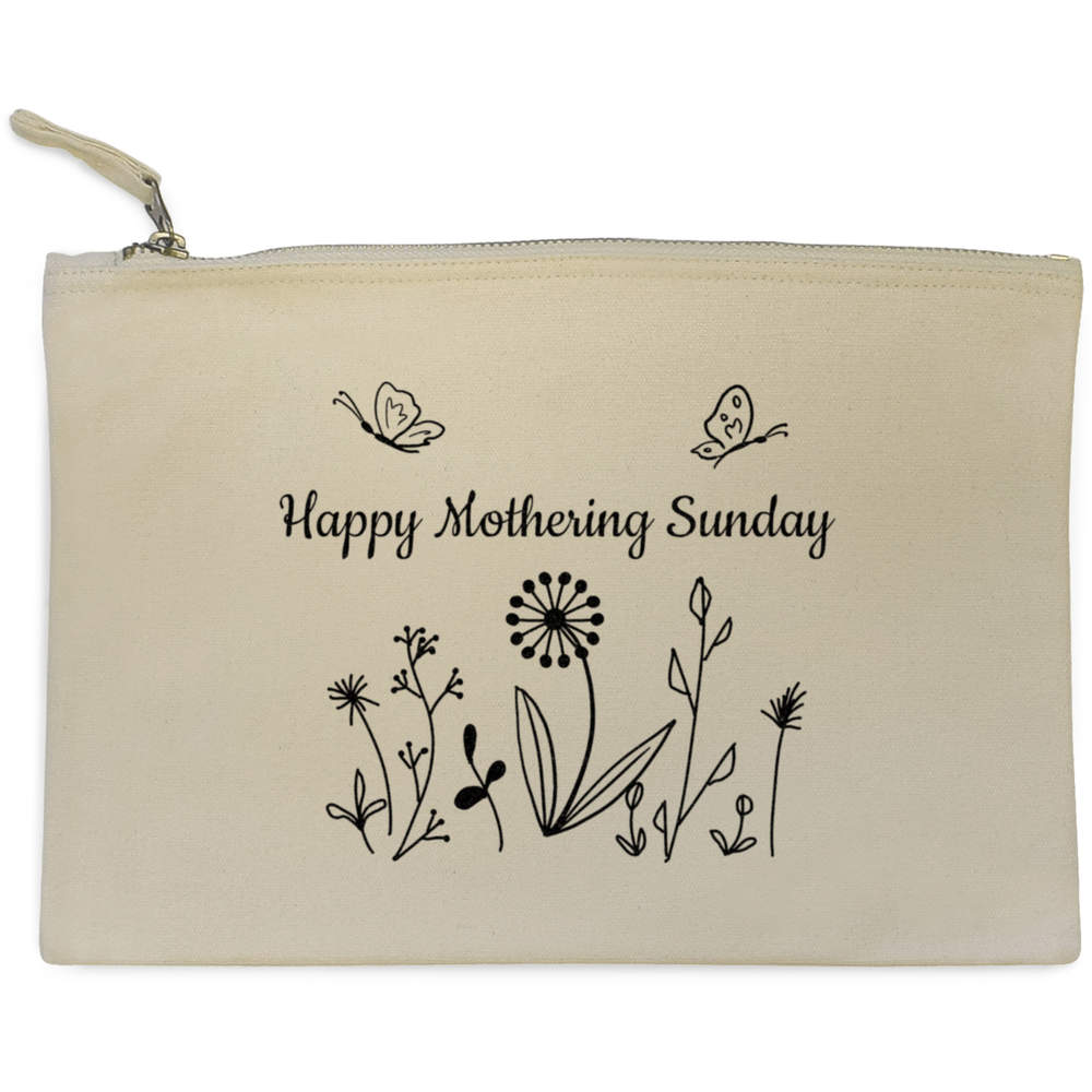 'Happy Mothering Sunday' Canvas Clutch Bag / Accessory Case (CL00042120)