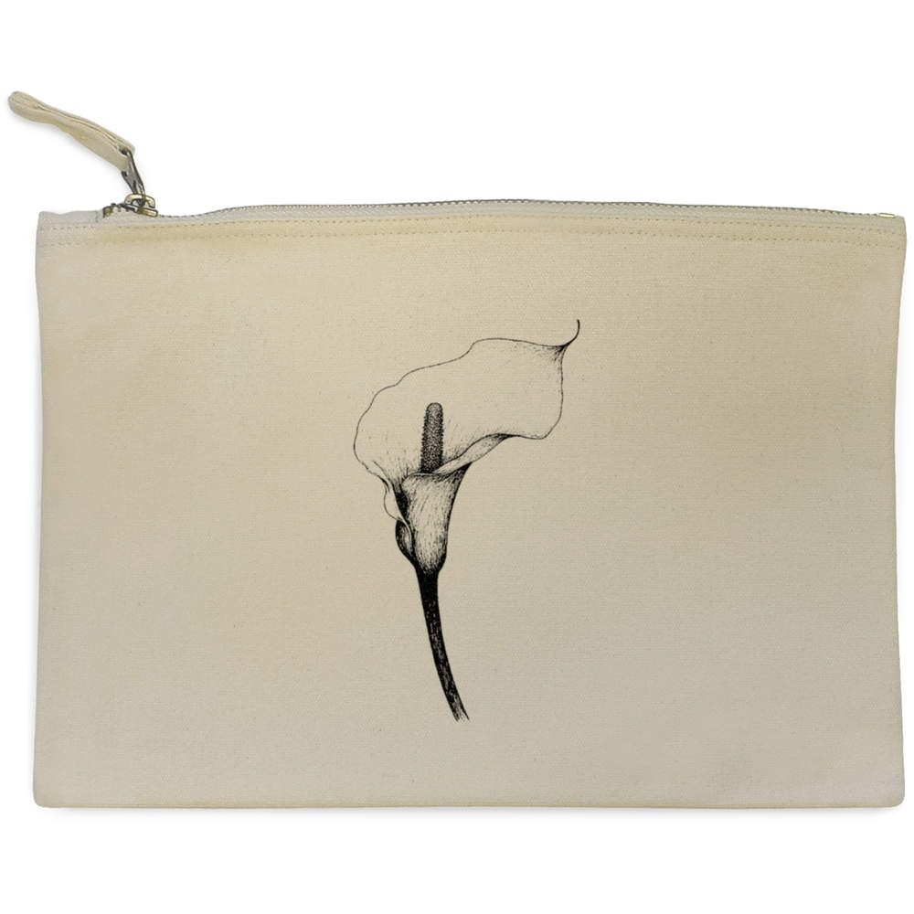'Calla Lily Flower' Canvas Clutch Bag / Accessory Case (CL00043463)