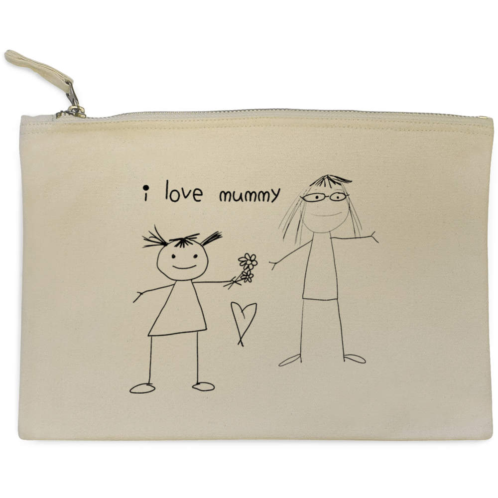 'I Love Mummy' Canvas Clutch Bag / Accessory Case (CL00043511)