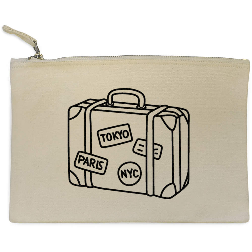 'Travel Suitcase' Canvas Clutch Bag / Accessory Case (CL00044088)