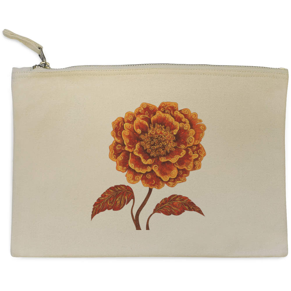 'Marigold Flower' Canvas Clutch Bag / Accessory Case (CL00044193)