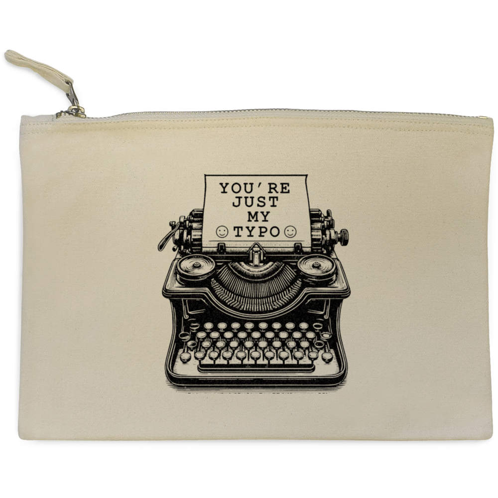 'Vintage Typewriter Typo' Canvas Clutch Bag / Accessory Case (CL00048882)