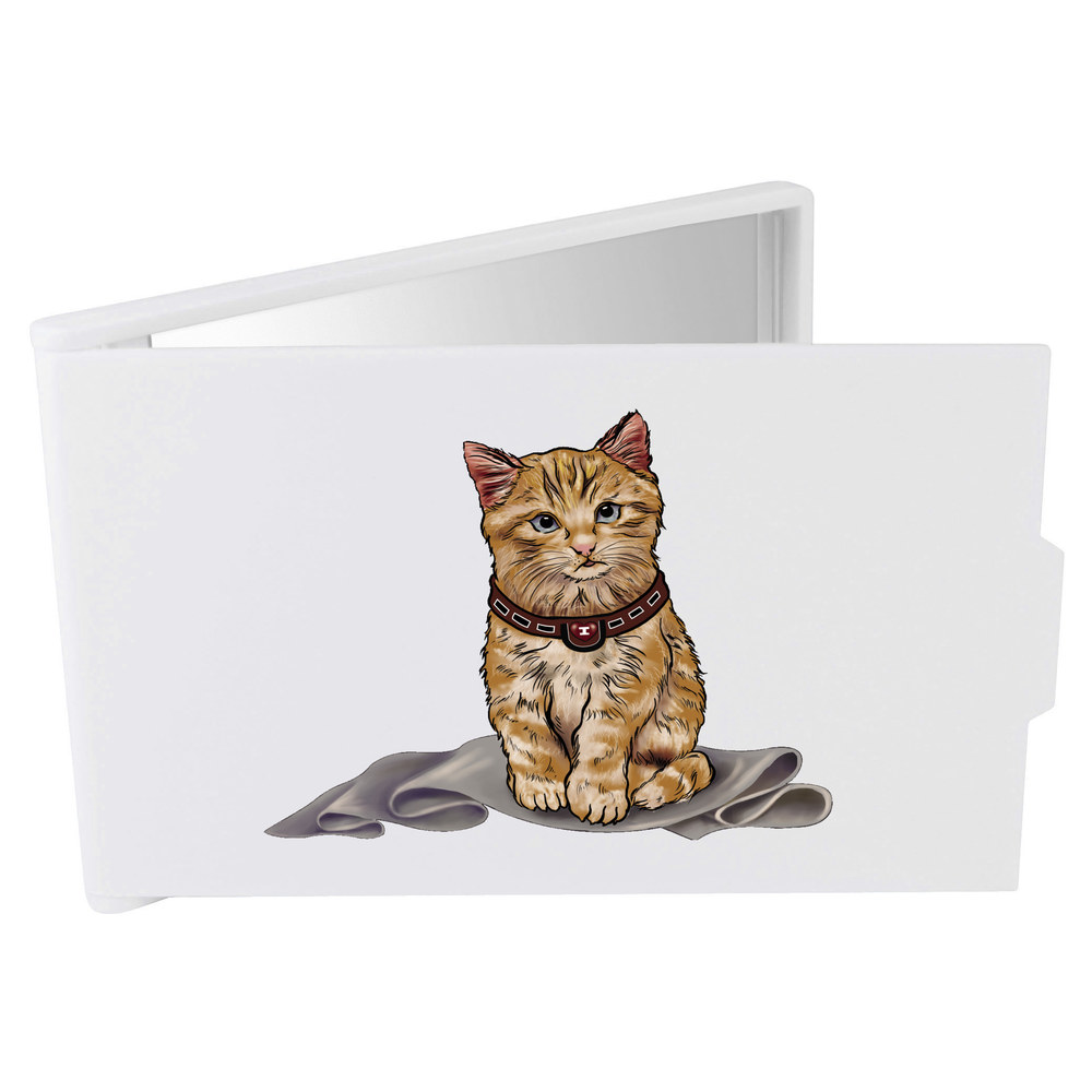 'Ginger Kitten' Compact / Travel / Pocket Makeup Mirror (CM00023681)