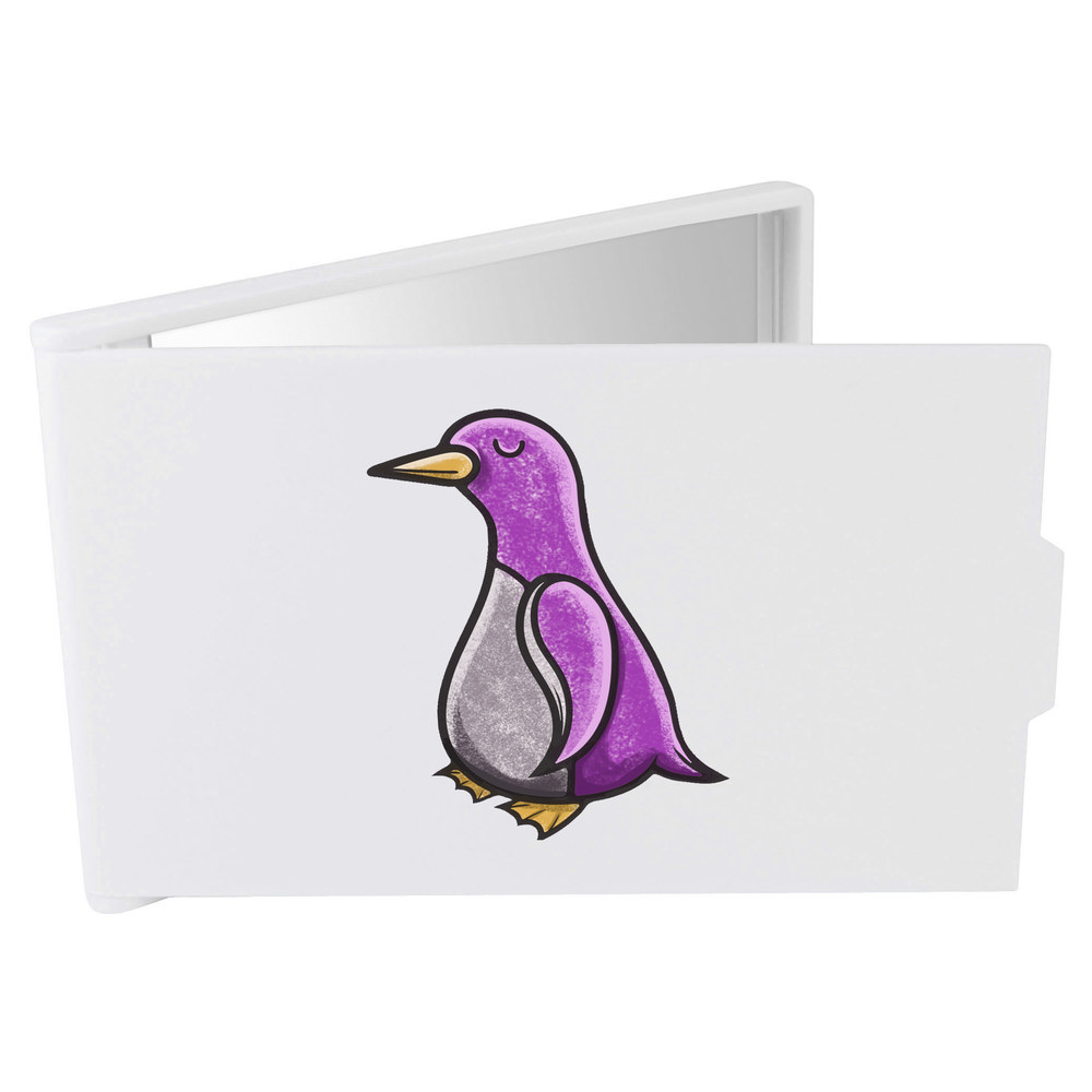 'Purple Penguin' Compact / Travel / Pocket Makeup Mirror (CM00024393)