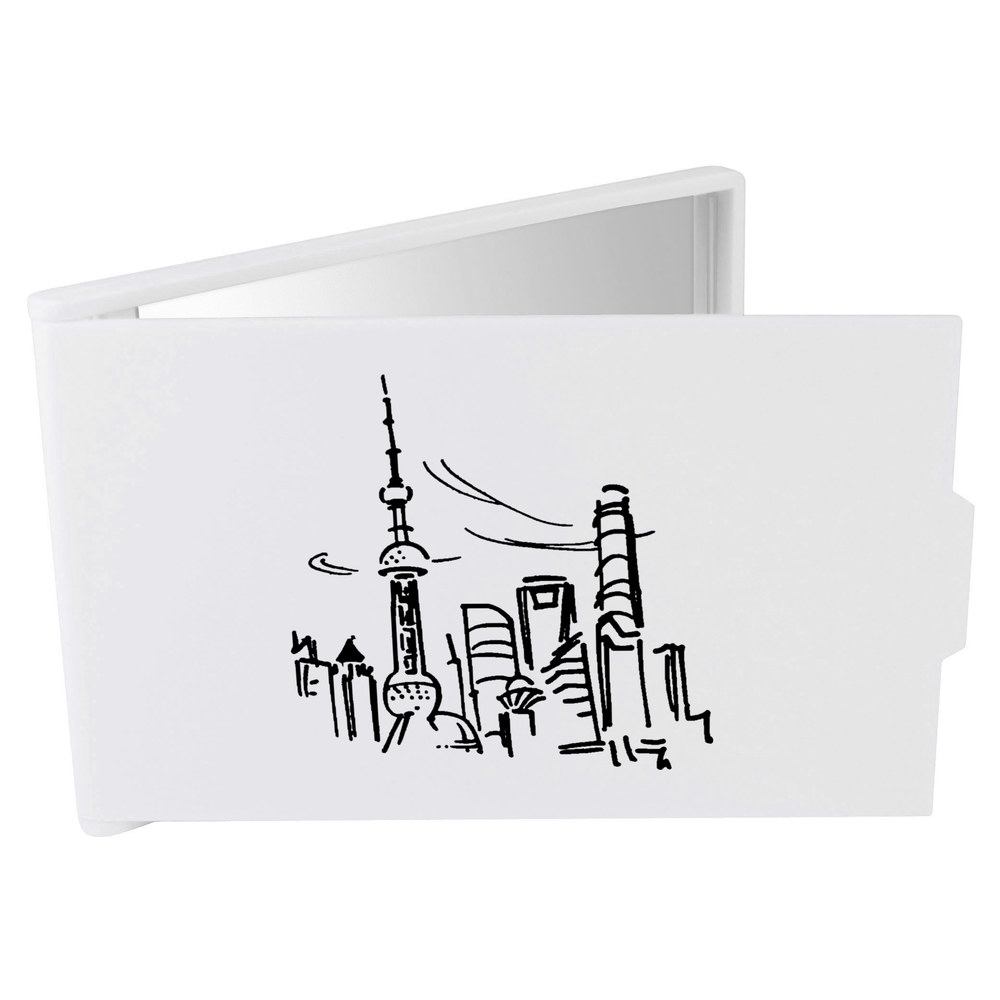 'Shanghai Skyline' Compact / Travel / Pocket Makeup Mirror (CM00025750)