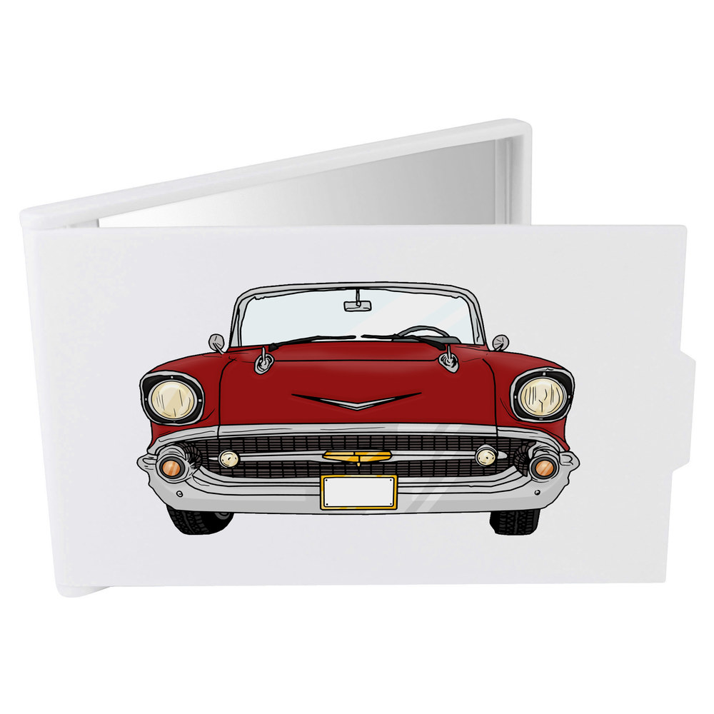 'Red Classic Car' Compact / Travel / Pocket Makeup Mirror (CM00027676)