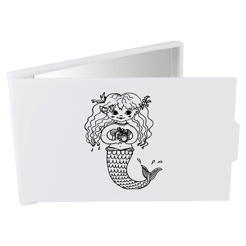 'Mermaid With Gift' Compact / Travel / Pocket Makeup Mirror (CM00033916)