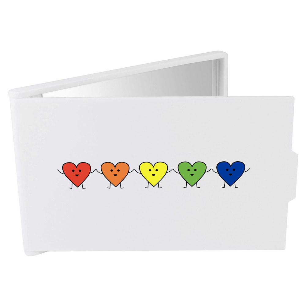 'Rainbow Happy Love Heart Friends' Compact / Travel / Pocket Makeup Mirror (CM00040716)