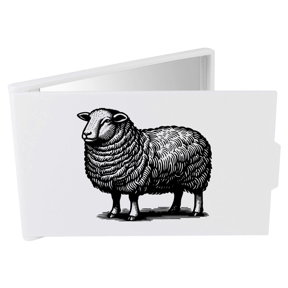 'Illustration of a Sheep' Compact / Travel / Pocket Makeup Mirror (CM00041427)