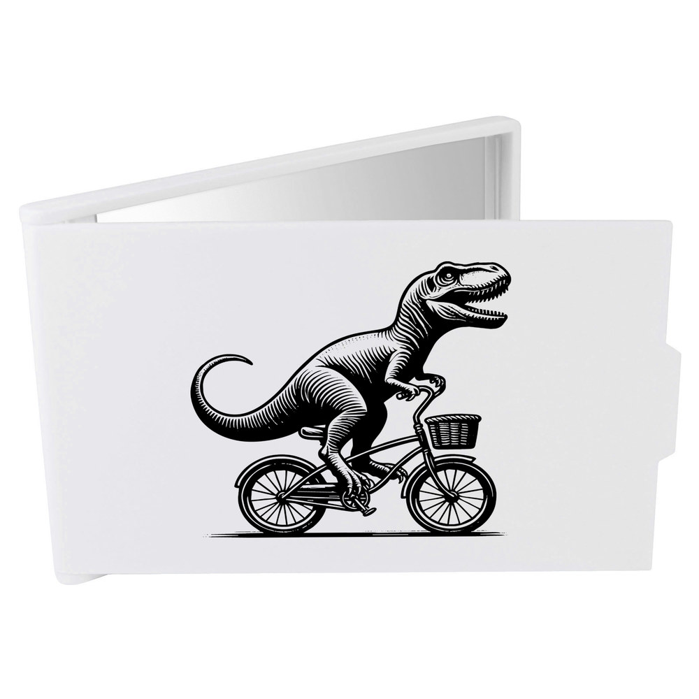 'Dinosaur on a Bicycle' Compact / Travel / Pocket Makeup Mirror (CM00041510)