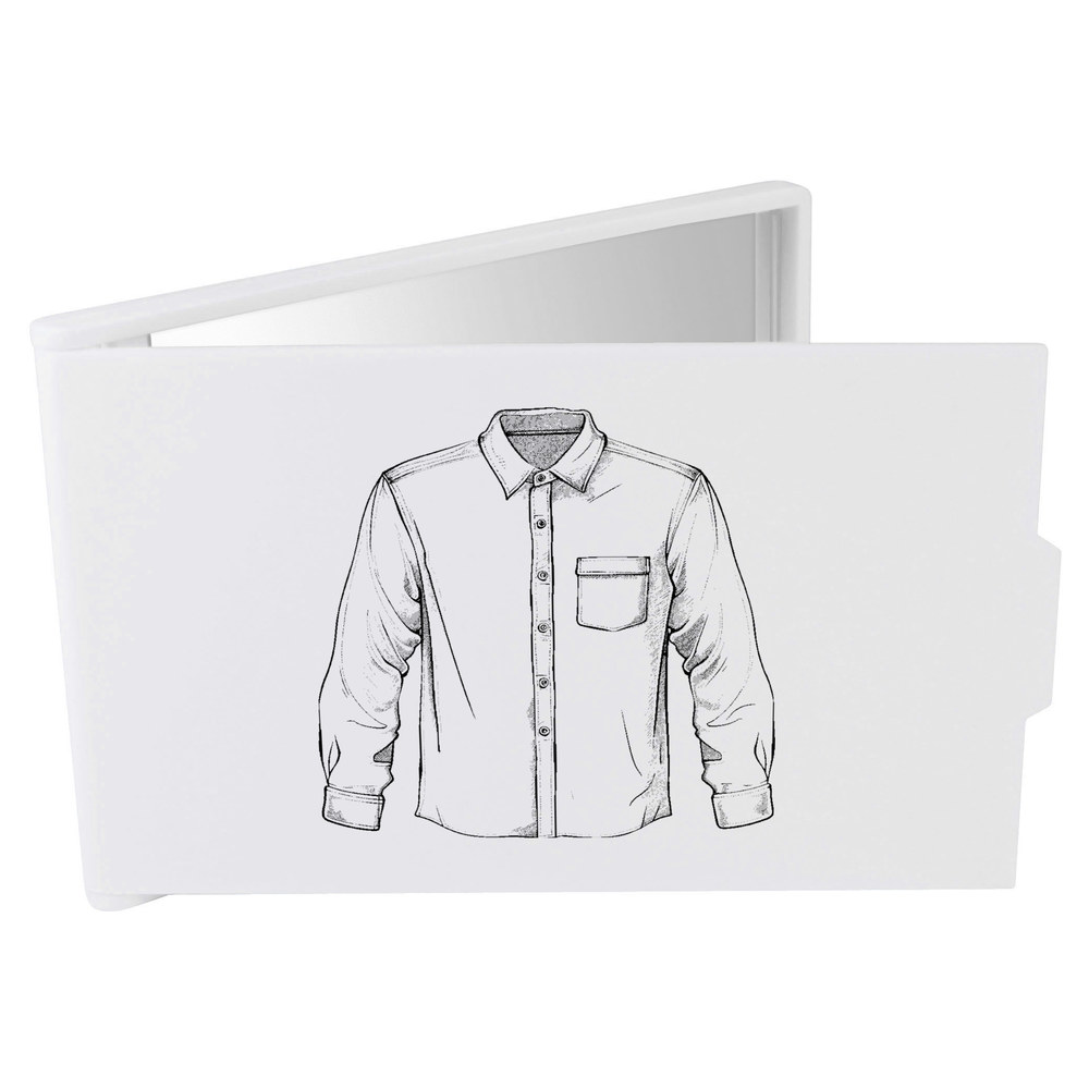 'Men's Shirt' Compact Makeup Mirror - White - Travel / Pocket Mirror for Handbags, Cosmetics and Gifts (CM00044353)