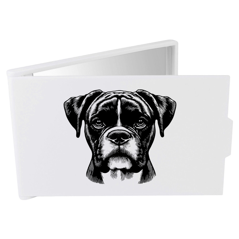 'Boxer Dog' Compact Makeup Mirror - White - Travel / Pocket Mirror for Handbags, Cosmetics and Gifts (CM00045195)