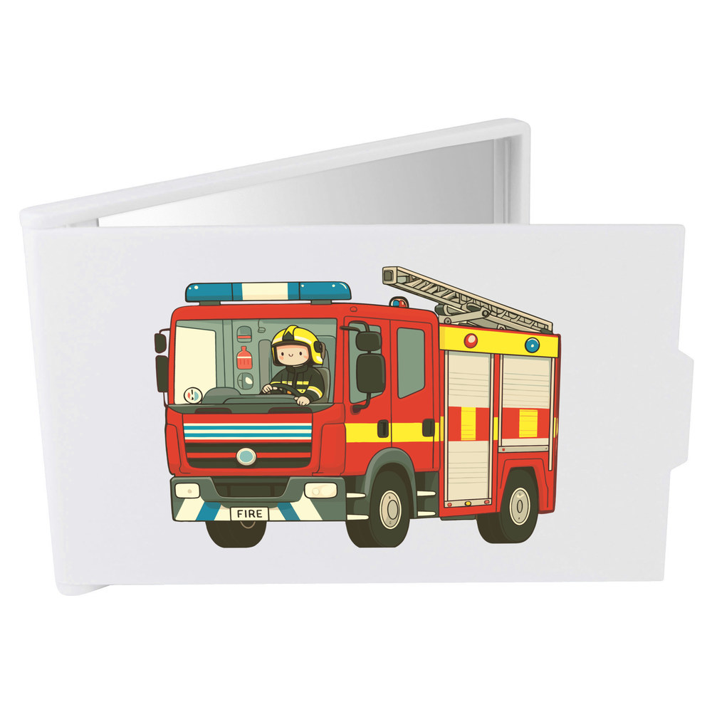 'Cute Fire Engine' Compact / Travel / Pocket Makeup Mirror (CM00046113)