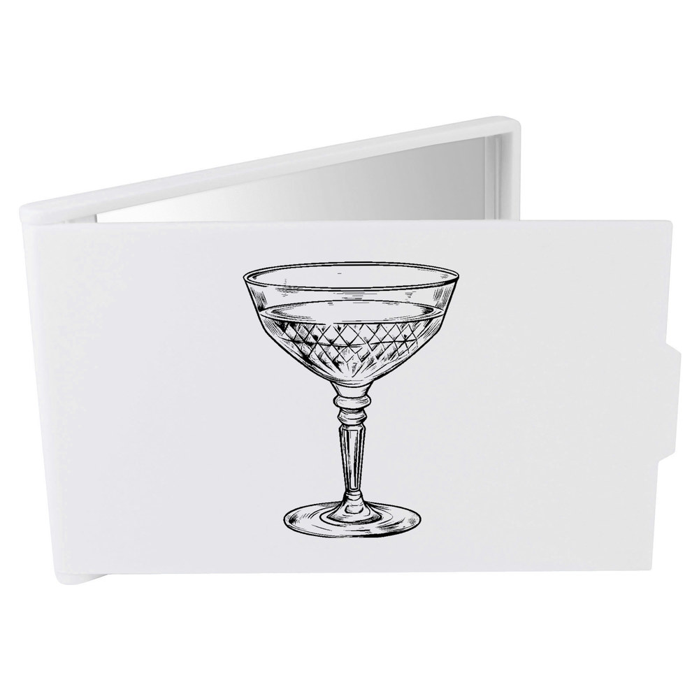 'Wine Glass' Compact / Travel / Pocket Makeup Mirror (CM00046501)