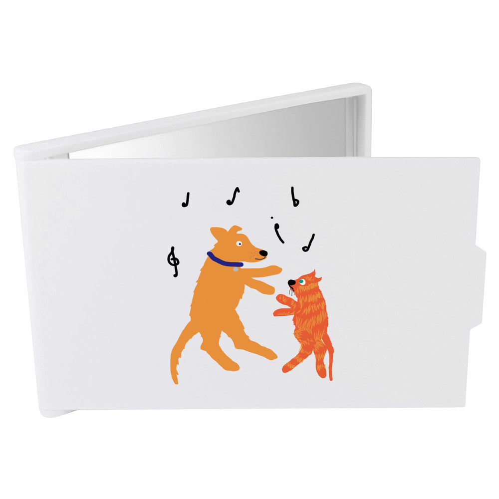 'Dancing Dog And Cat' Compact / Travel / Pocket Makeup Mirror (CM00047231)