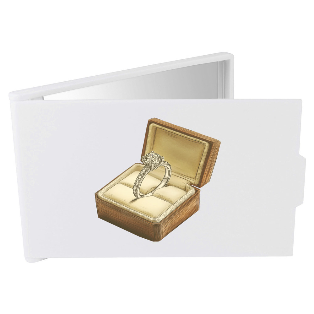 'Diamond Engagement Ring in Ring Box' Compact / Travel / Pocket Makeup Mirror (CM00047418)