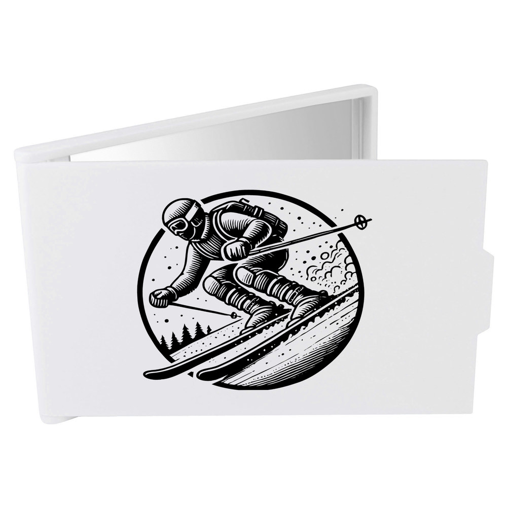 'Downhill Skier' Compact / Travel / Pocket Makeup Mirror (CM00047824)