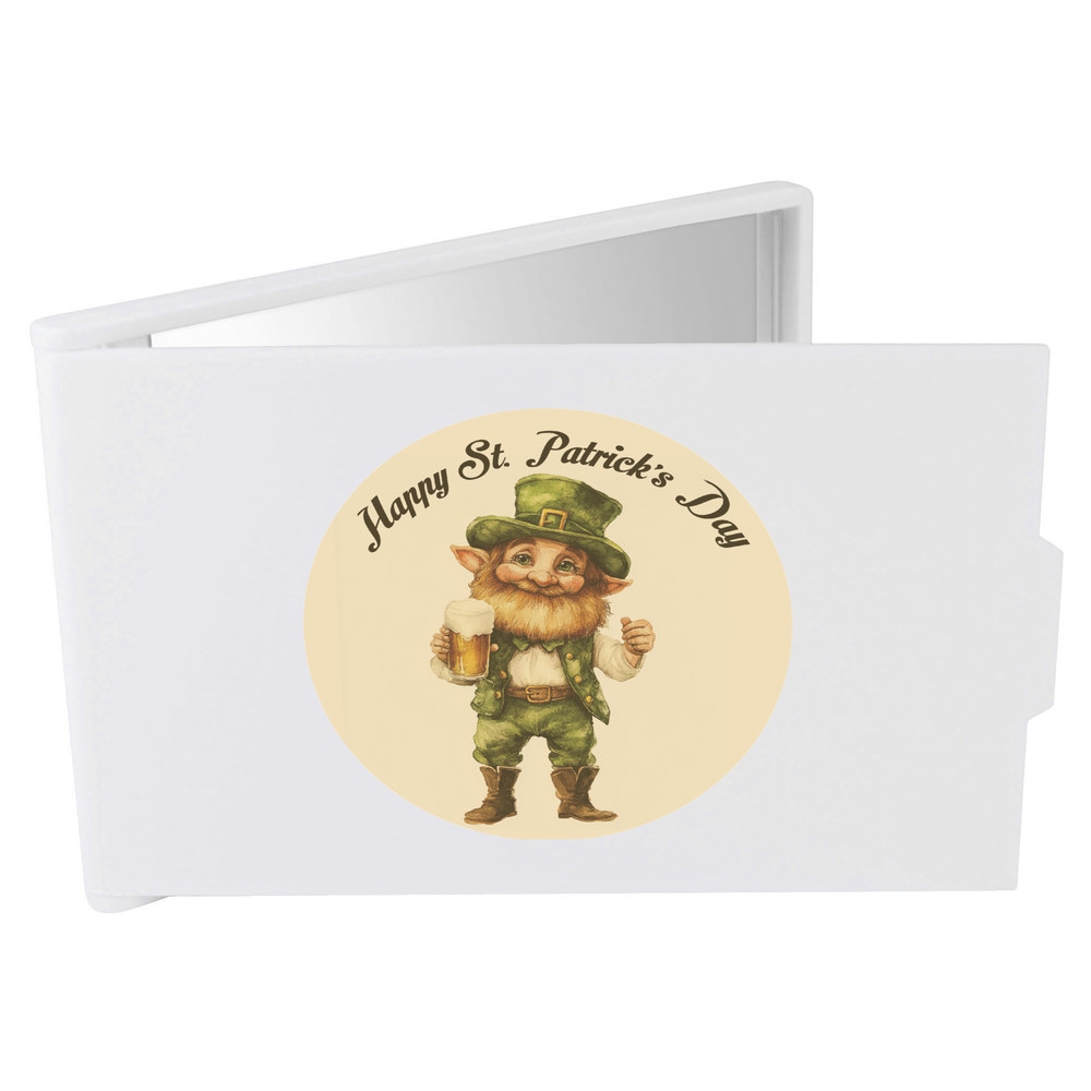 'Happy St. Patrick's Day with Leprechaun ' Compact / Travel / Pocket Makeup Mirror (CM00048078)
