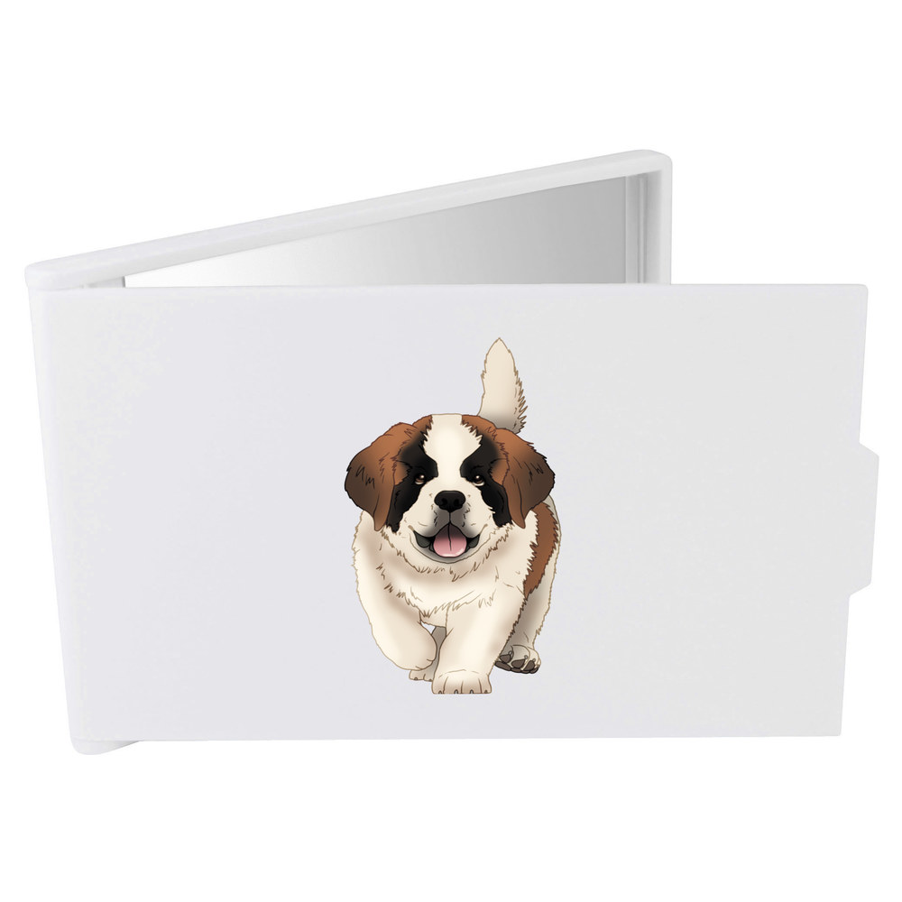 'St Bernard Puppy Dog' Compact Makeup Mirror - White - Travel / Pocket Mirror for Handbags, Cosmetics and Gifts (CM00049892)