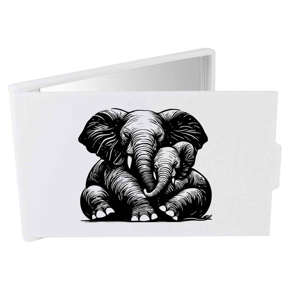 'Elephant Cuddles' Compact / Travel / Pocket Makeup Mirror (CM00051331)