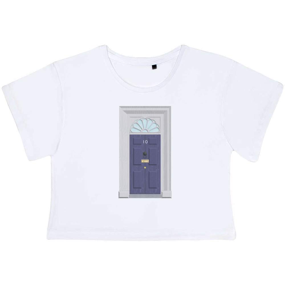 'No. 10 Downing Street Door' Women's Cotton Crop Tops (CO046789)