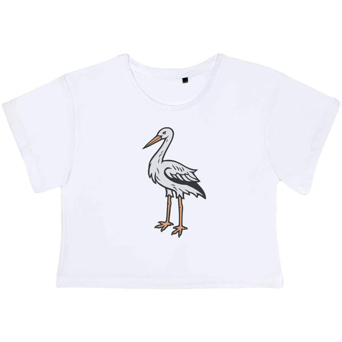 Large 'Bird Stork ' Adult's Cotton Crop Top (CO00130239)