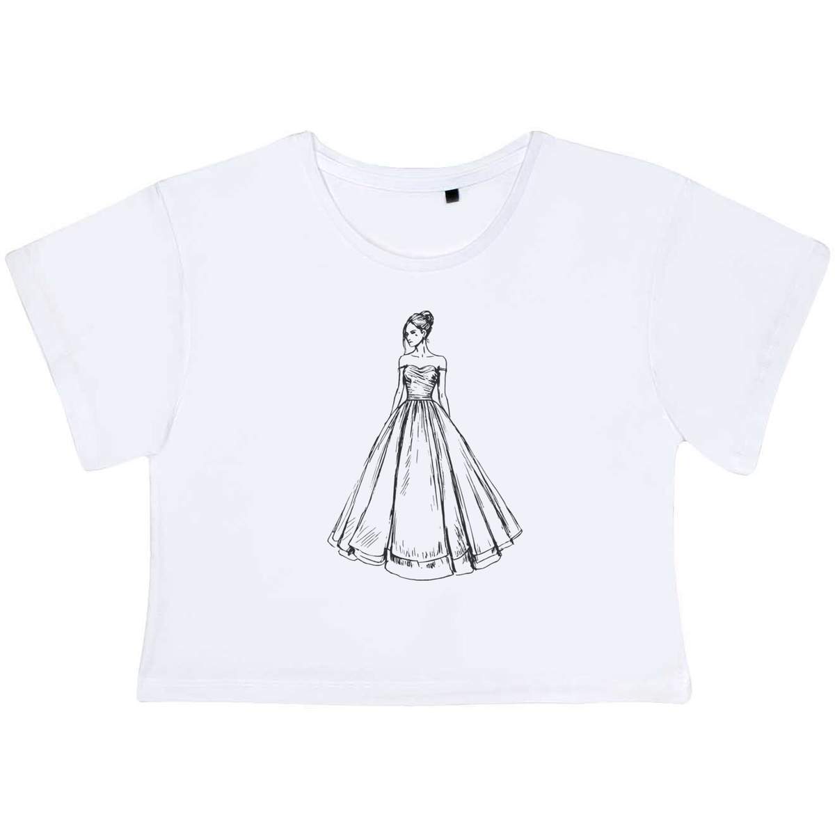 Large 'Wedding Dress' Adult's Cotton Crop Top (CO00133915)