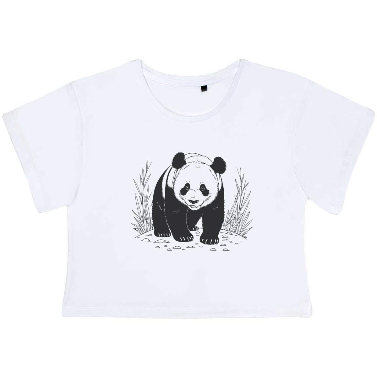 Large 'Giant Panda' Adult's Cotton Crop Top (CO00140747)