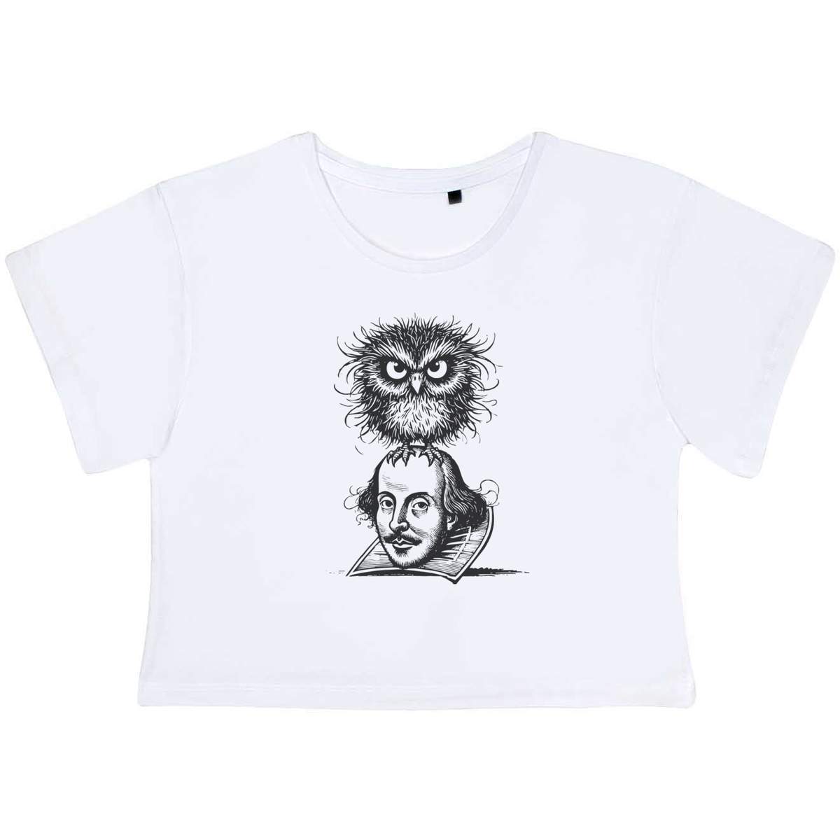 Large 'William Shakespeare With Owl' Adult's Cotton Crop Top (CO00146311)