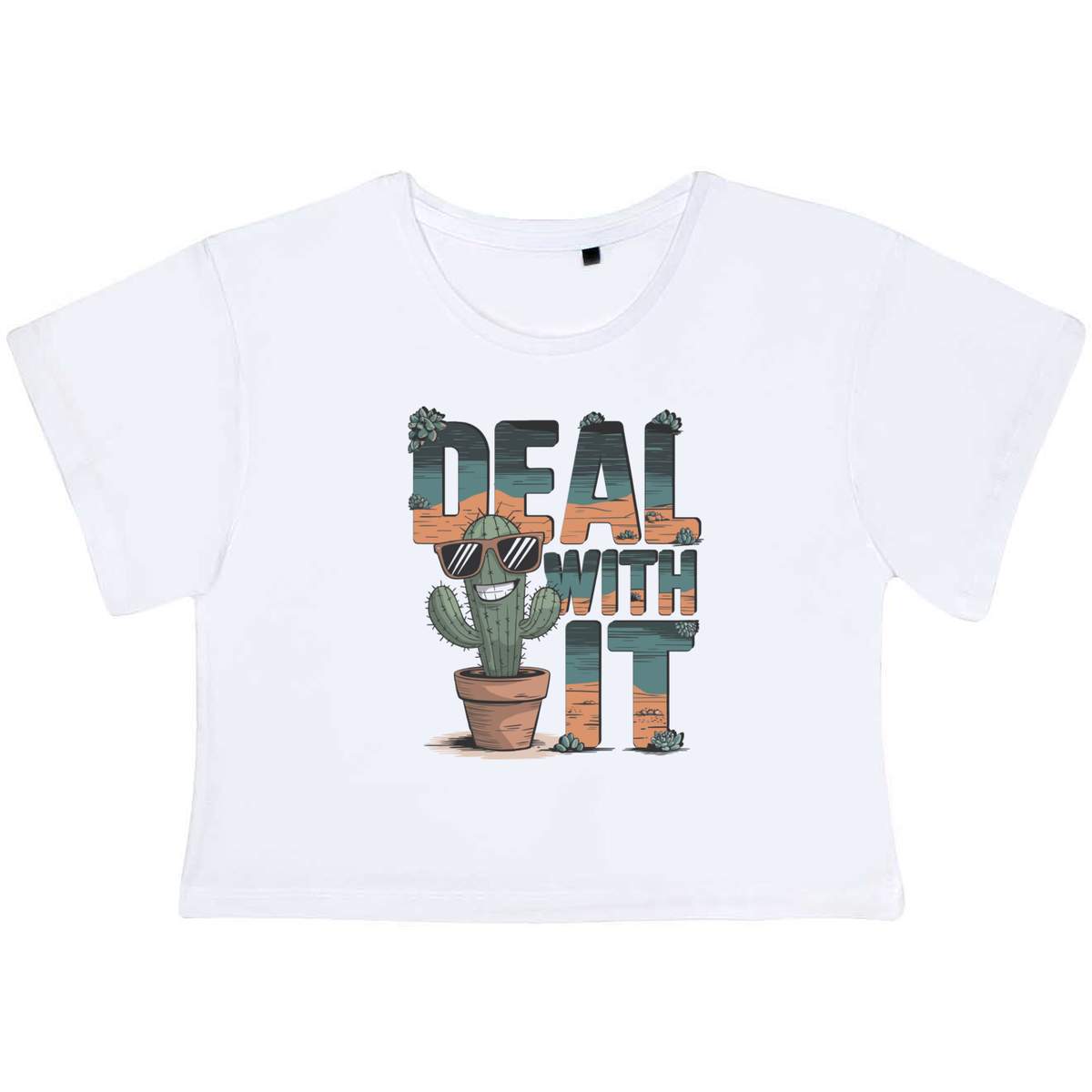 Large 'Deal With It' Adult's Cotton Crop Top (CO00149483)
