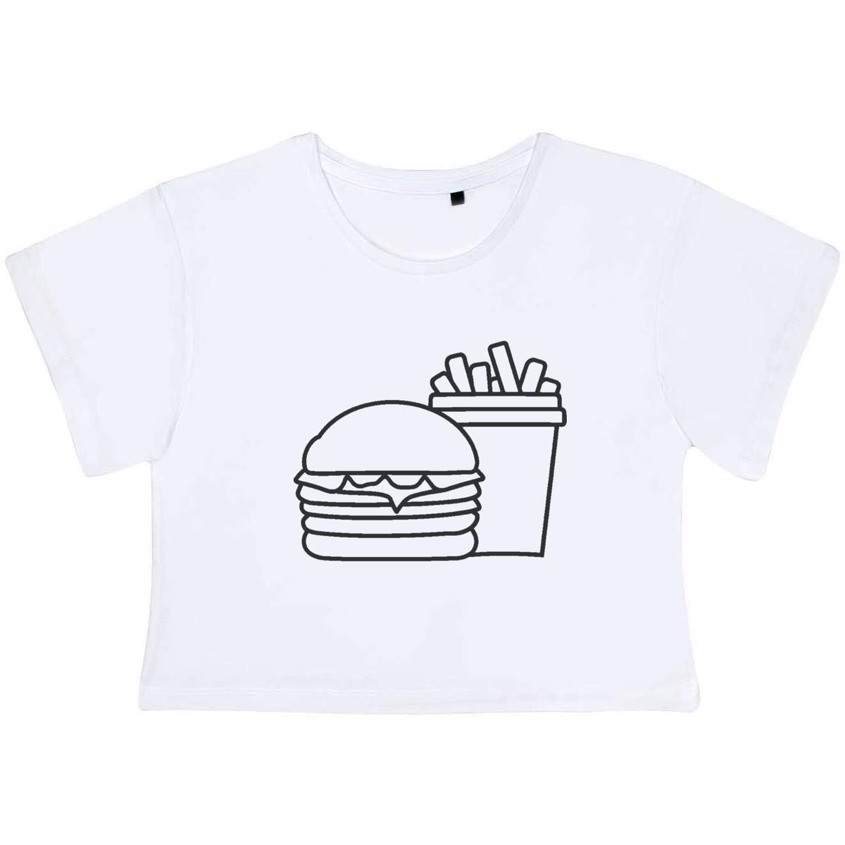 Medium 'Burger and Chips' Adult's Cotton Crop Top (CO00124998)