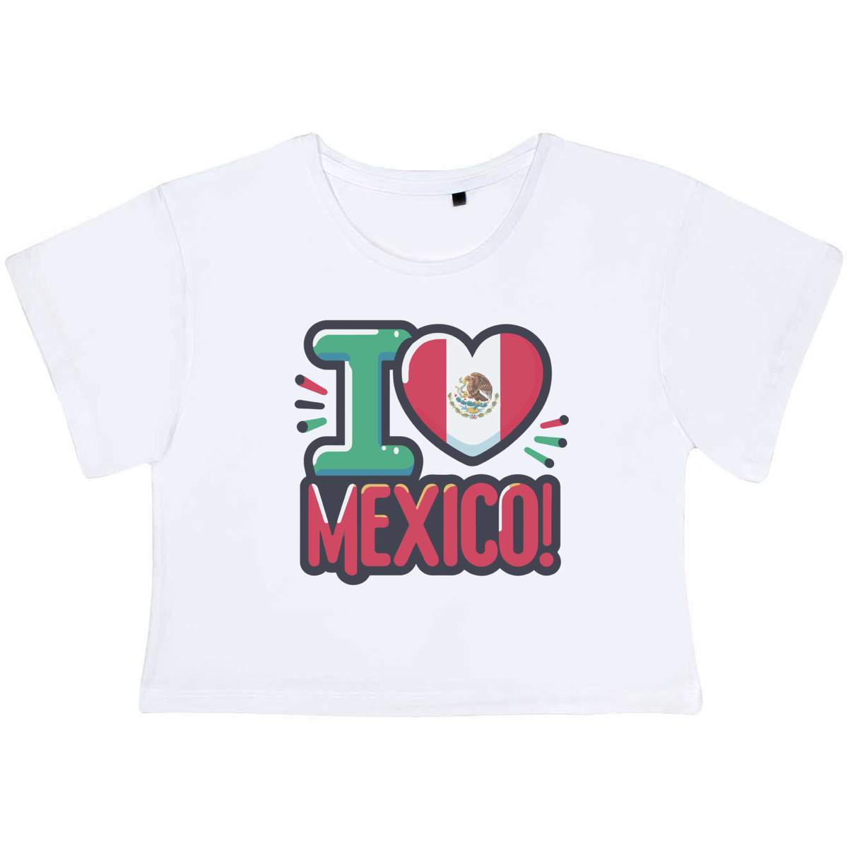 Medium 'I Love Mexico!' Adult's Cotton Crop Top (CO00138910)
