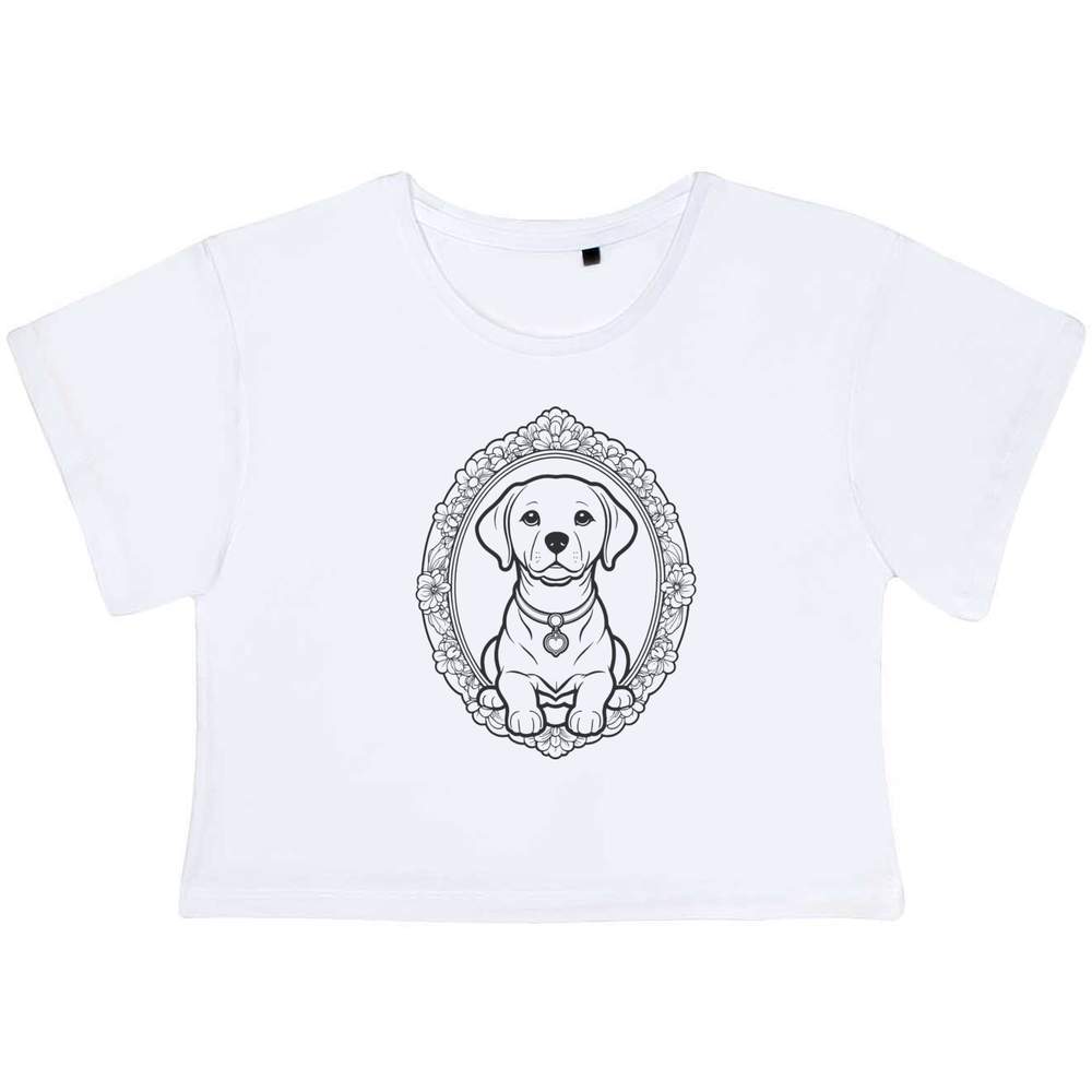 'Labrador Frame' Women's Cotton Crop Tops (CO050035)