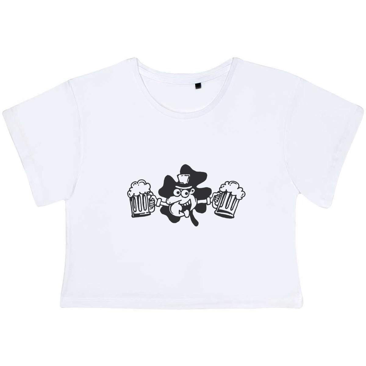 Small 'Irish Man With Beers' Adult's Cotton Crop Top (CO00057378)