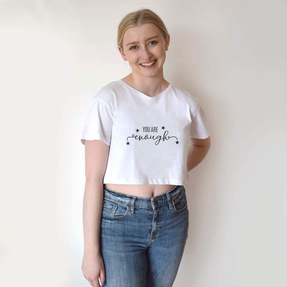 "You are enough" Damen Baumwoll Crop Tops (CO040733) - Bild 17 von 30