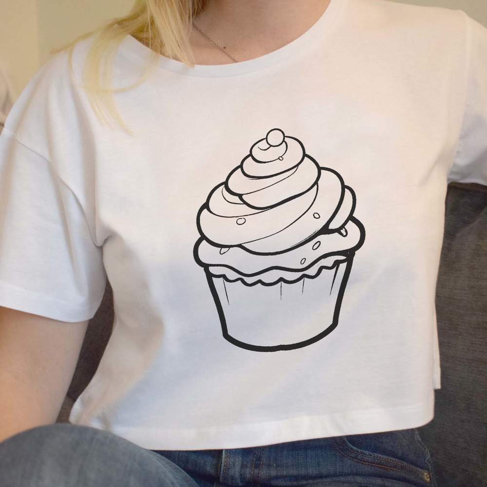 "Cupcake with Sprinkles" Damen Baumwolle Crop Tops (CO047197) - Bild 16 von 30