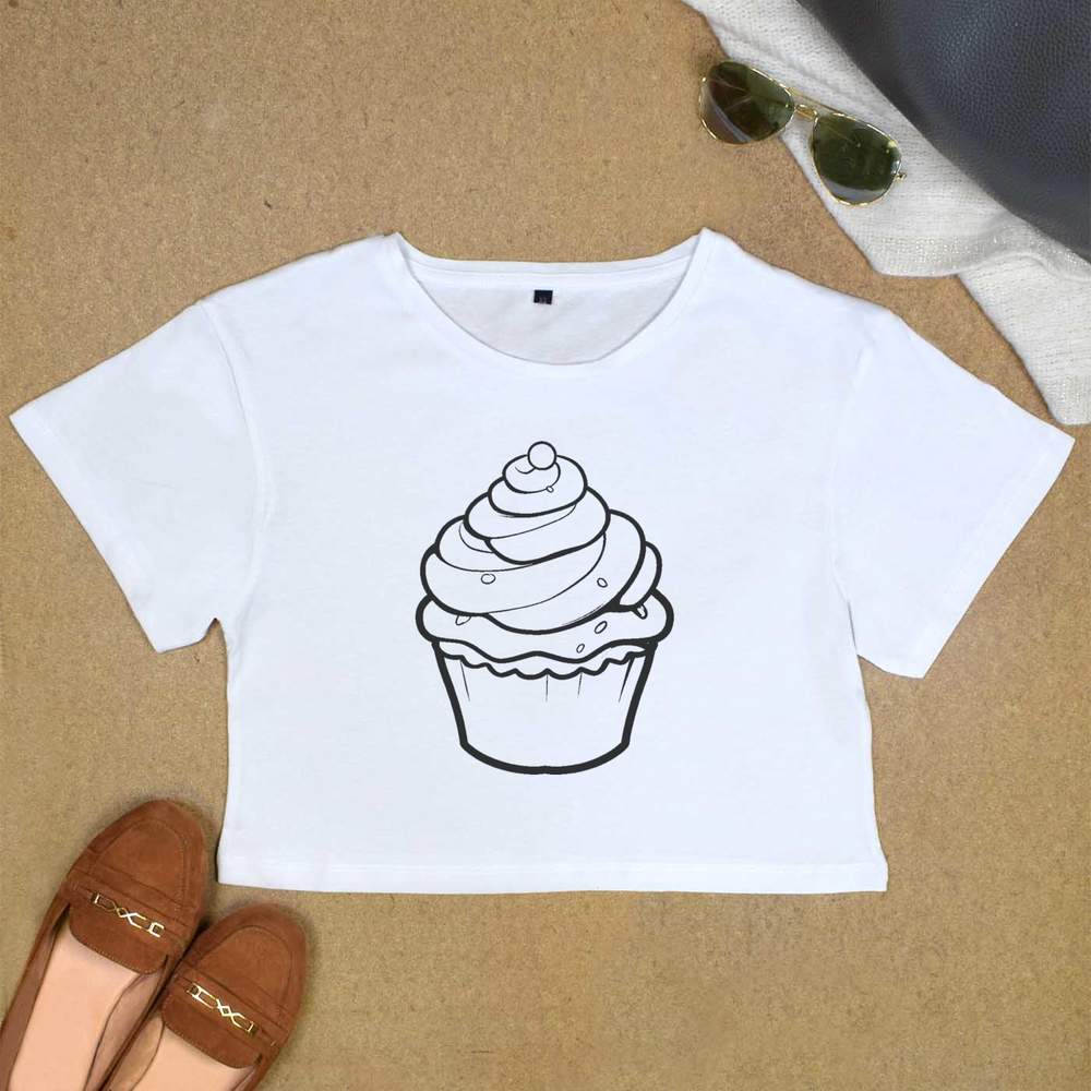 "Cupcake with Sprinkles" Damen Baumwolle Crop Tops (CO047197) - Bild 18 von 30