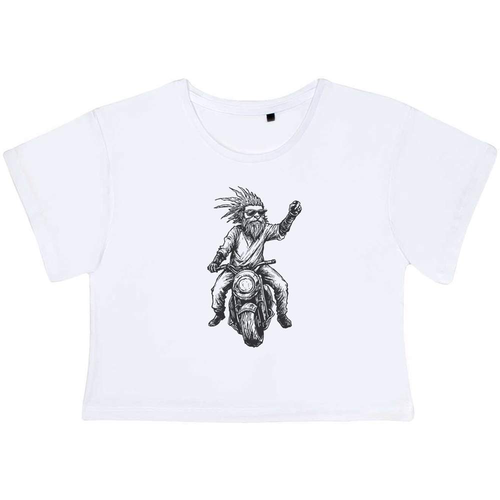 'Cool Motorbike Rider ' Women's Cotton Crop Tops (CO048140)