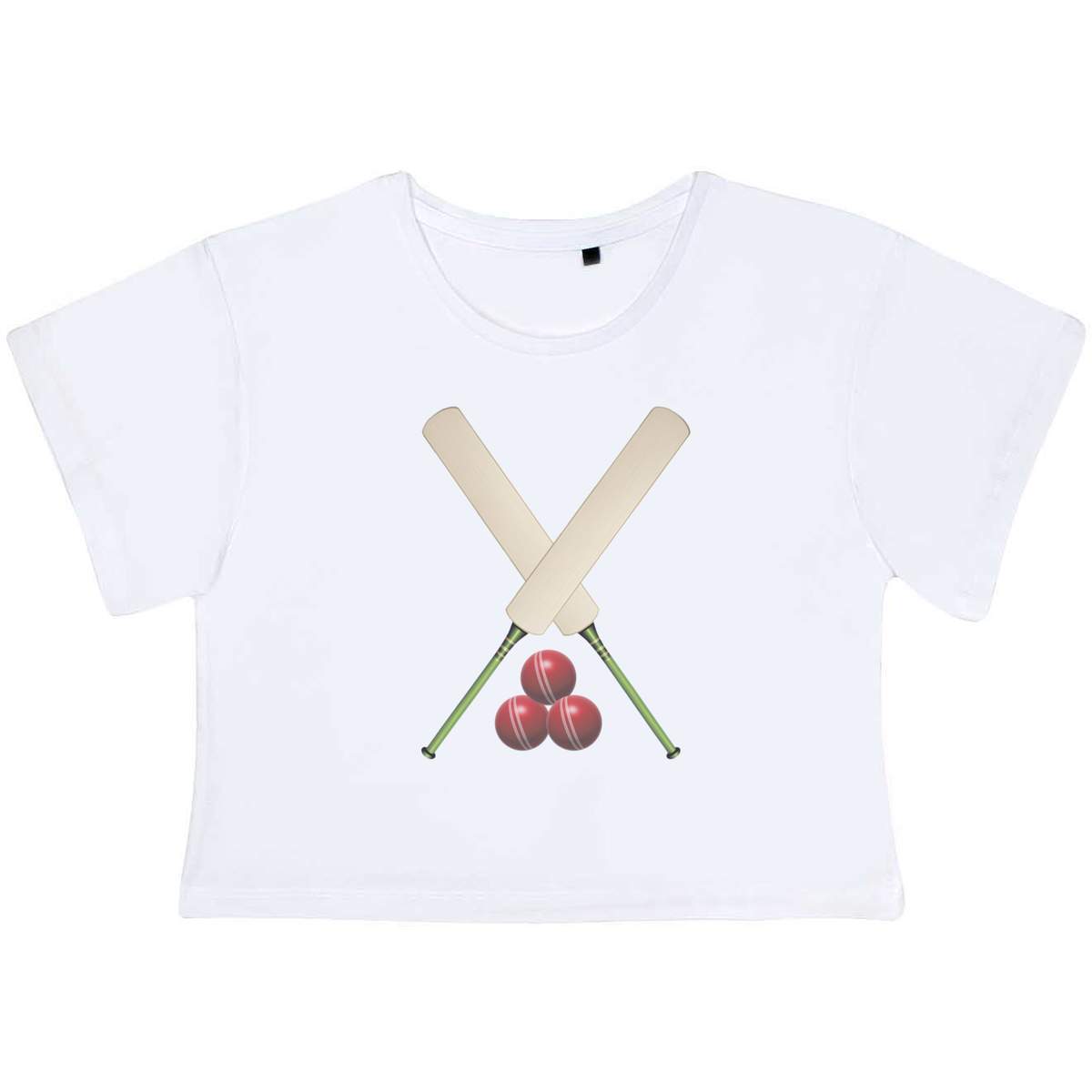Small 'Cricket Bats and Balls' Adult's Cotton Crop Top (CO00142785)