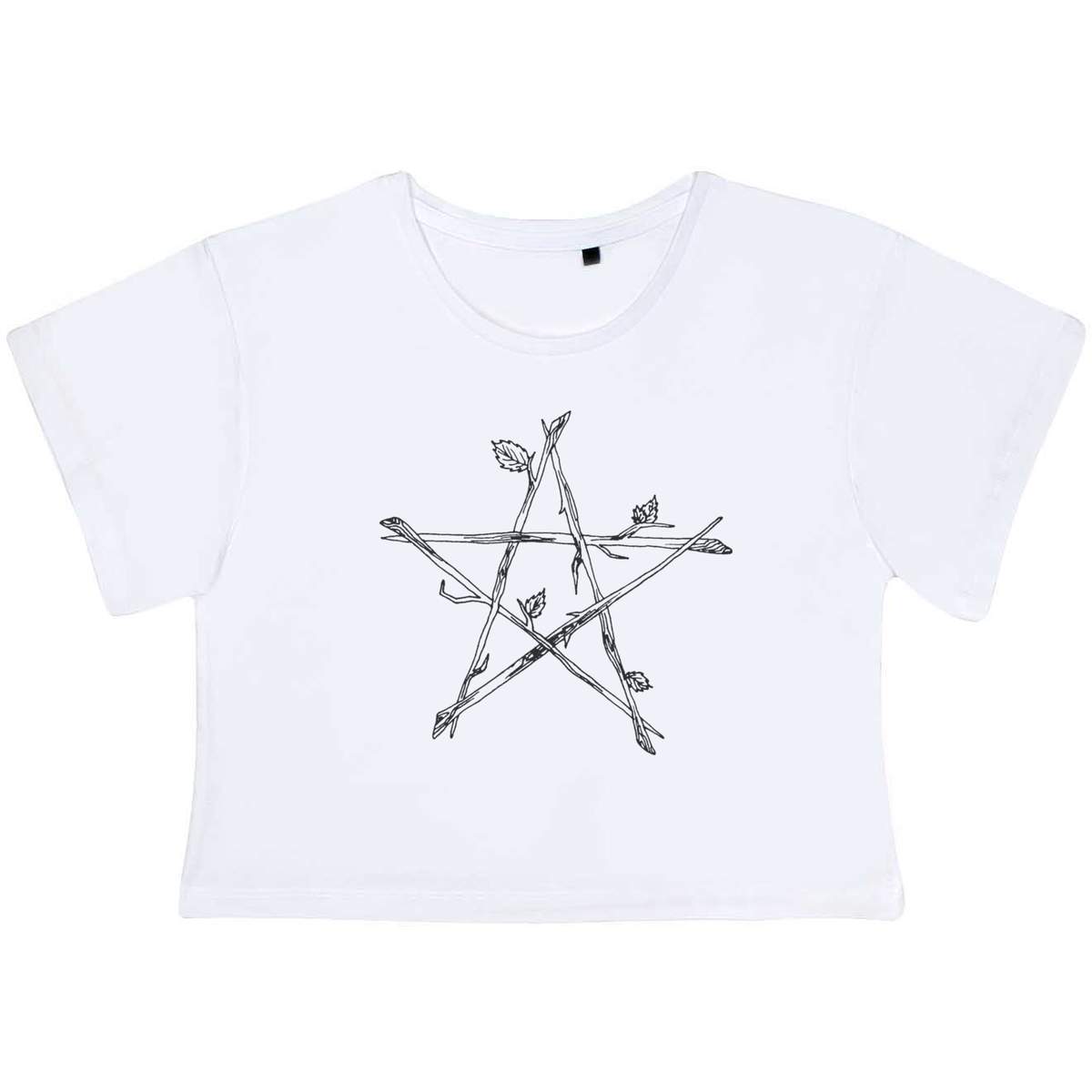 'Pentagram Of Sticks' Adult Cotton Crop Top - Short Sleeve Top for Gym, Dance, Training and Summer (CO003007)