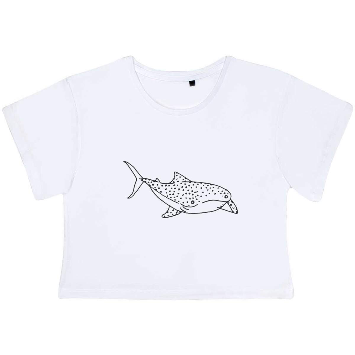 'Whale Shark' Women's Cotton Crop Tops (CO016980)