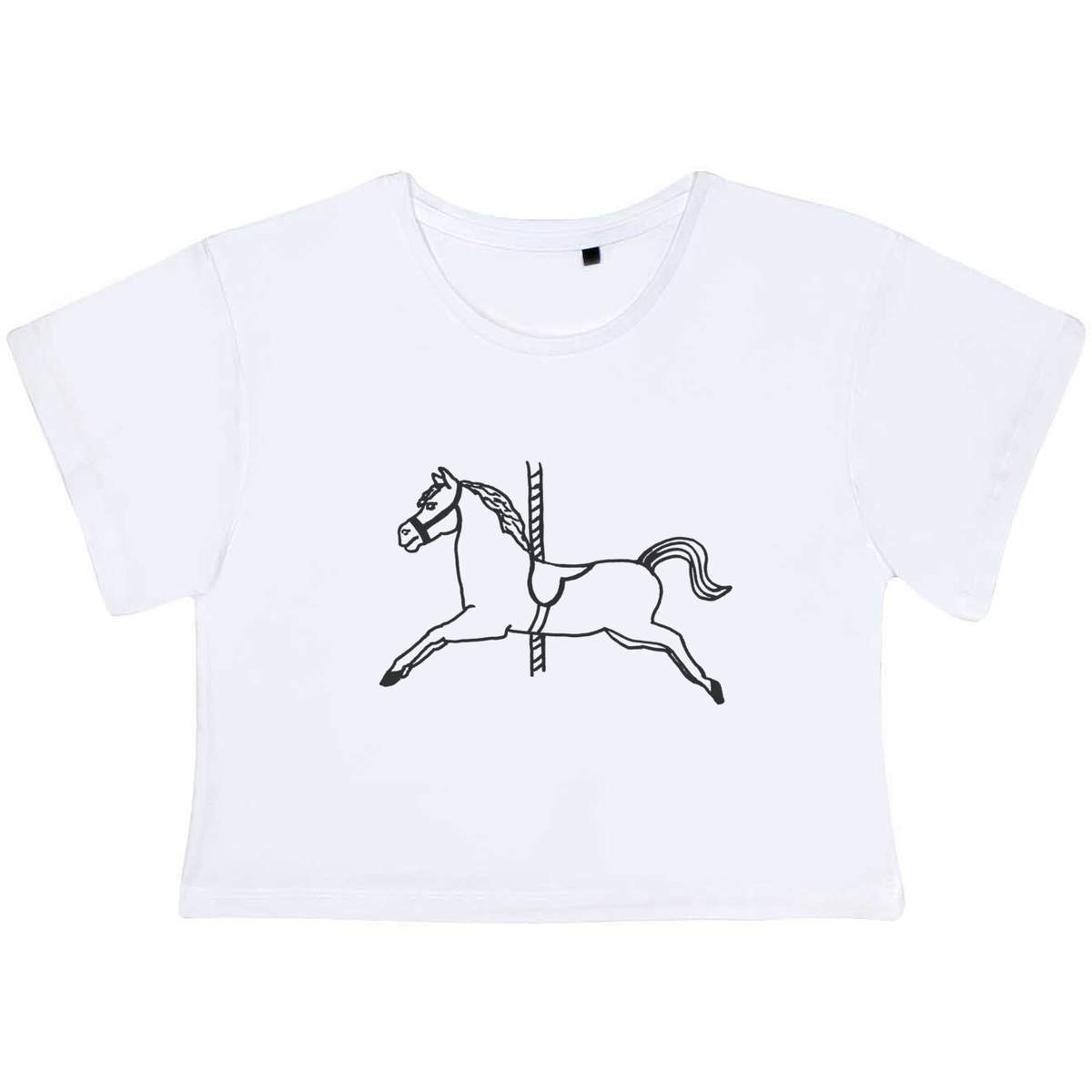 'Carousel Horse' Women's Cotton Crop Tops (CO017132)