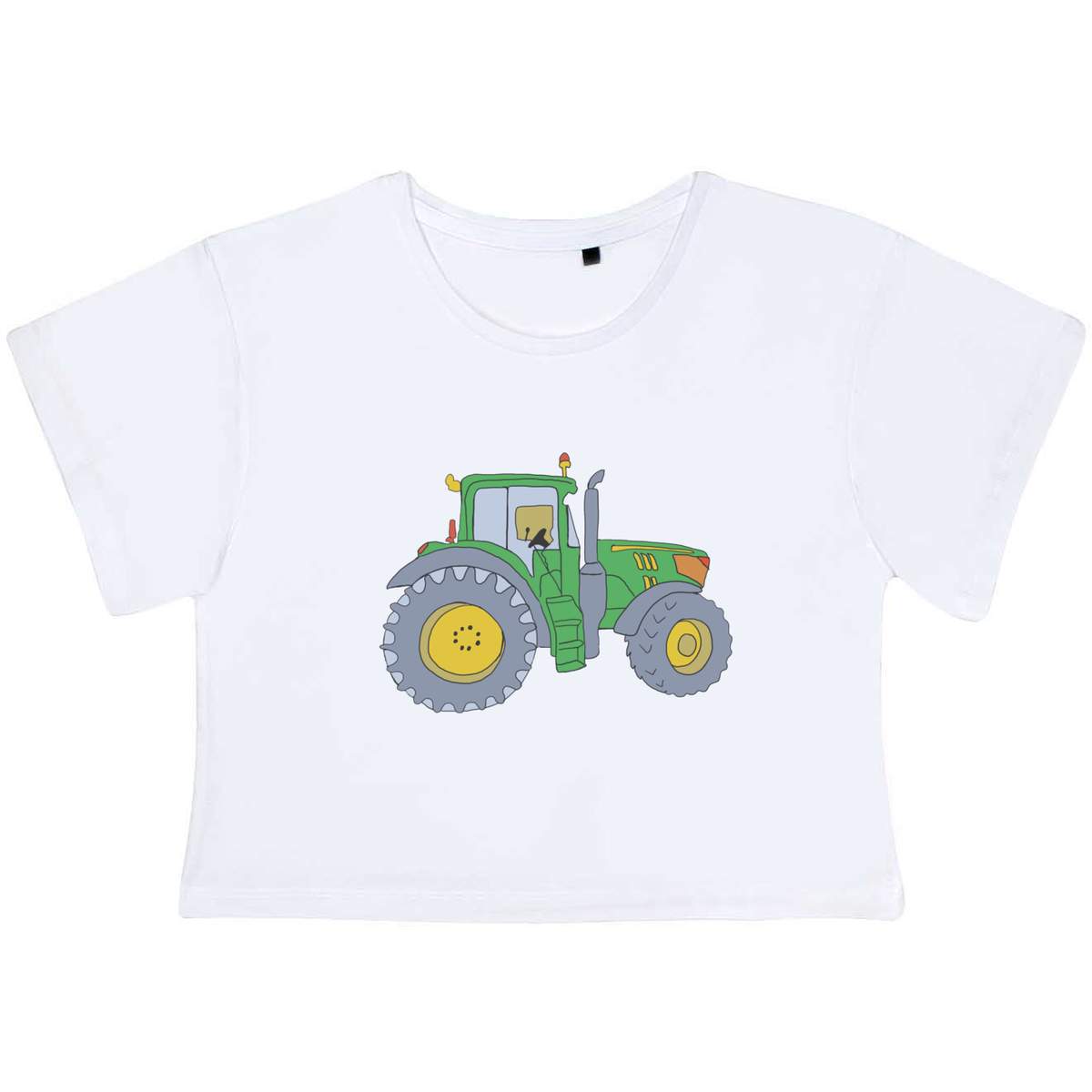 'Green Tractor' Women's Cotton Crop Tops (CO025805)