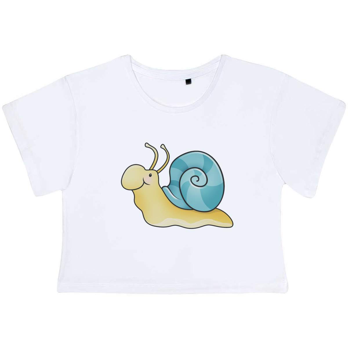 'Happy Snail' Women's Cotton Crop Tops (CO028735)