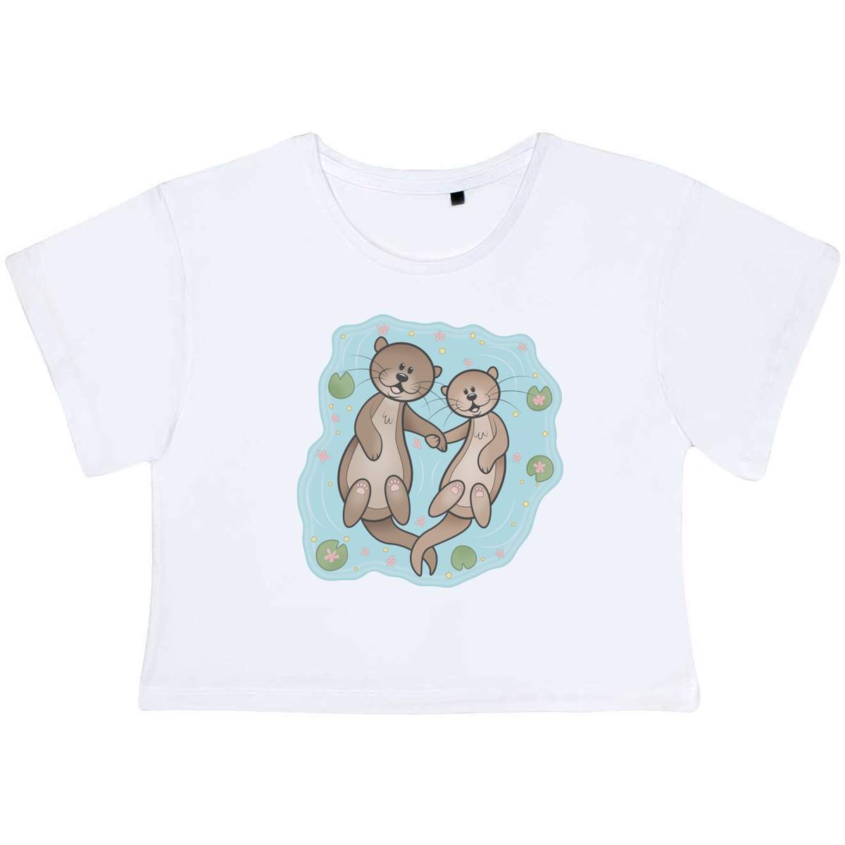 'Otters In Water' Women's Cotton Crop Tops (CO029608)