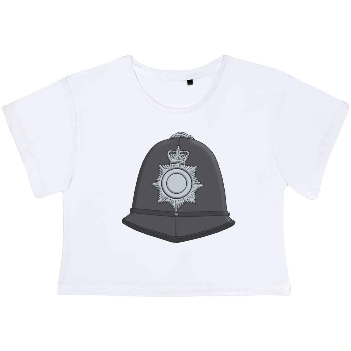 'Police Helmet' Women's Cotton Crop Tops (CO029839)