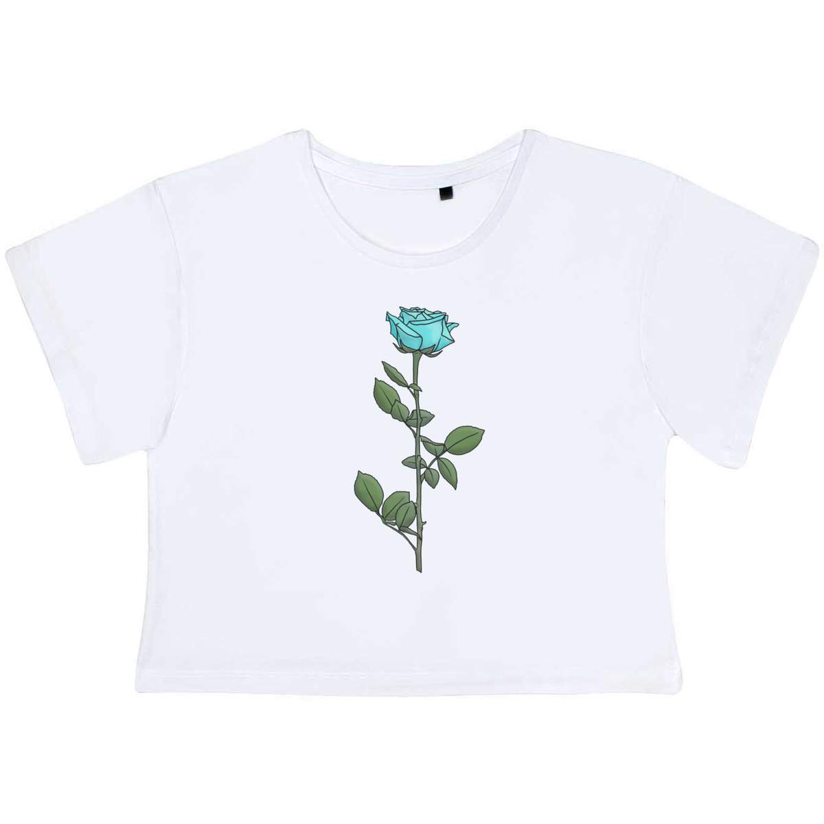 'Blue Rose' Women's Cotton Crop Tops (CO035428)